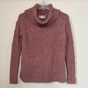 Pink Republic Mink Velvet Textured Popcorn Knit Cowl Neck Pullover Sweater SZ XS